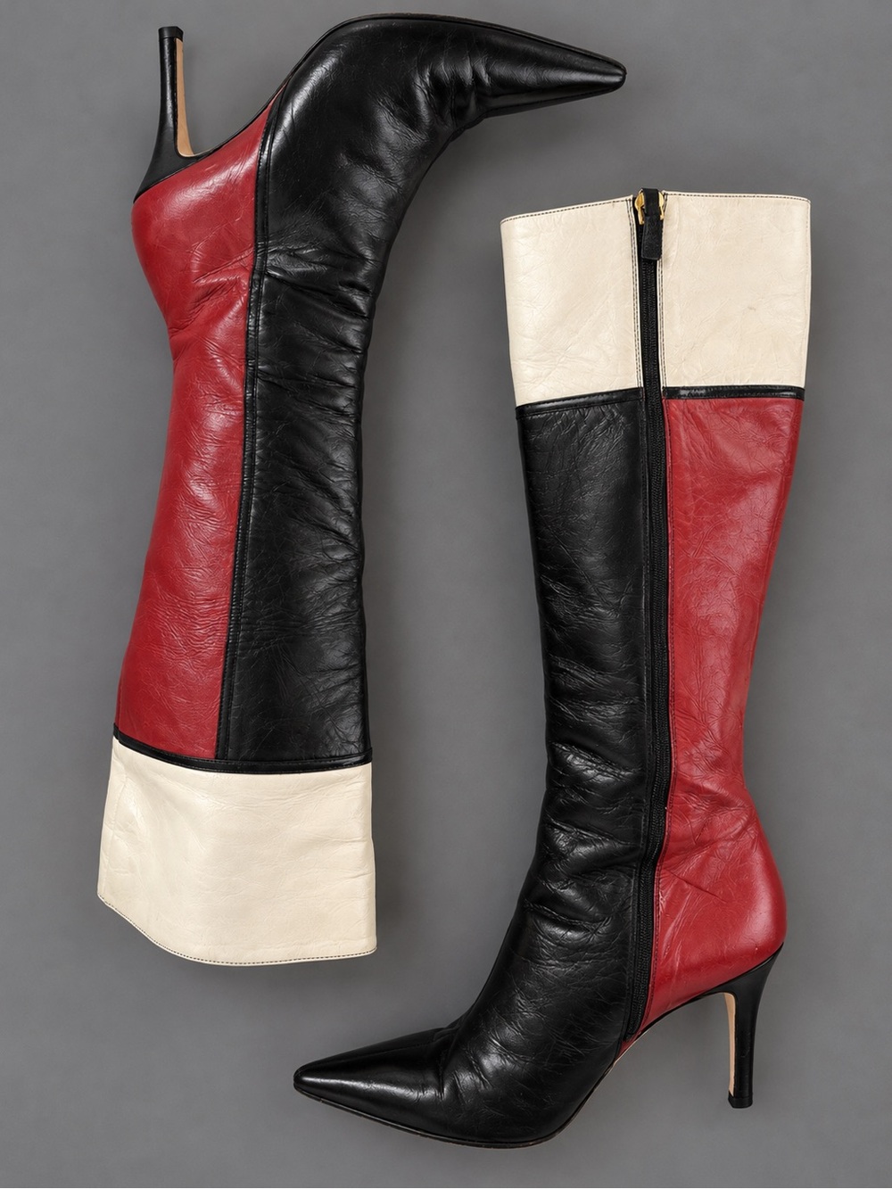 Kate Spade Mondrian boots.  Red, black & white.  Leather outer and inner. Size 8